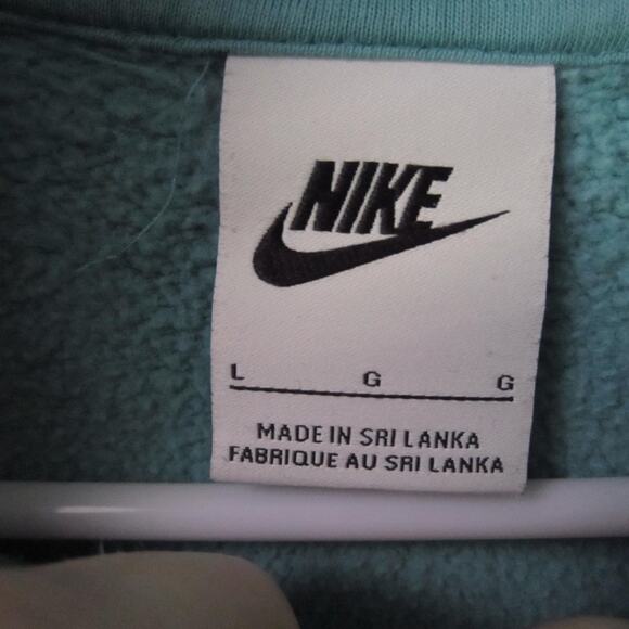 Nike Pullover Hoodie Mens Large Teal Green Embroidered Swoosh Kangaroo Pocket - Picture 3 of 8